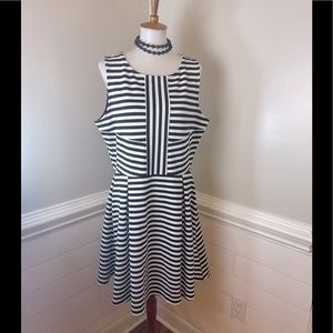 Attention Black & White Striped Dress XL FREE SHIP